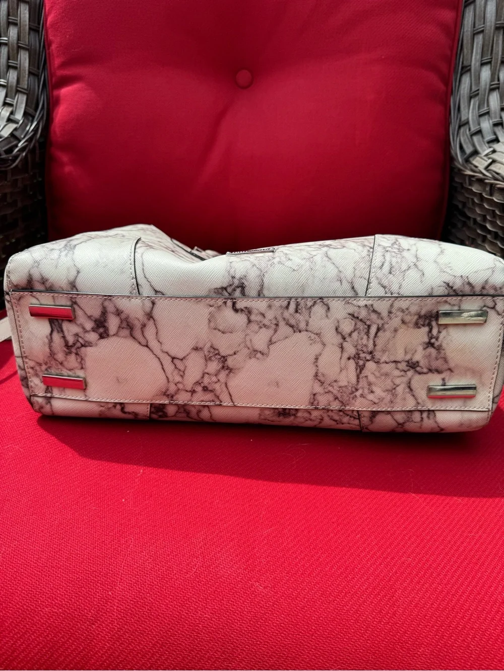 Rebecca Minkoff Cream Marble-Print Satchel